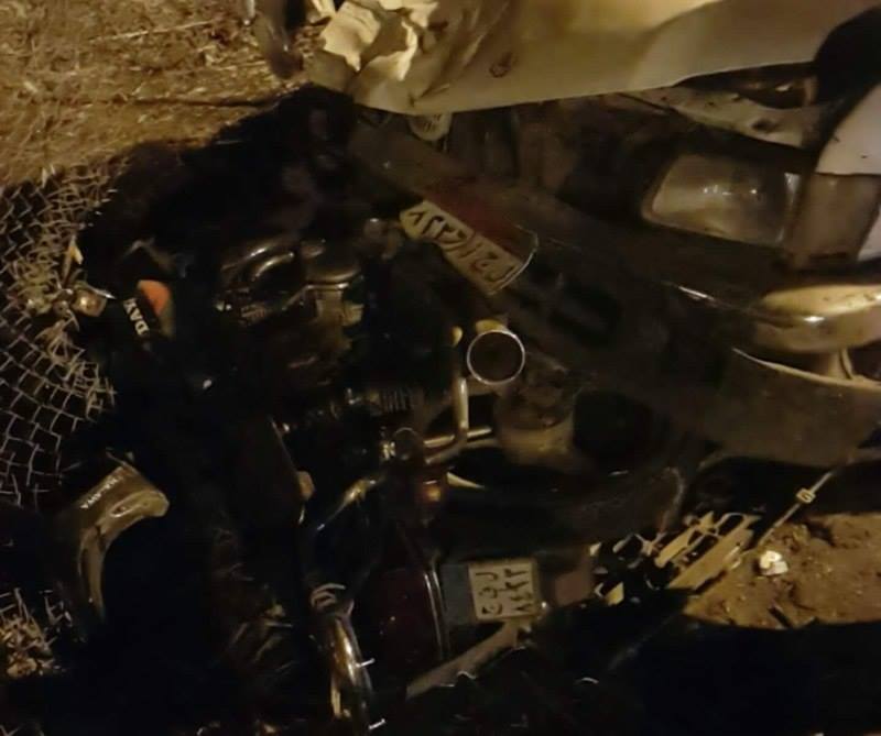  بالصور : إصابة 4 اشخاص فى حادث تصادم سيارة ودراجة نارية بكفر الشيخ