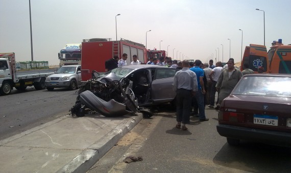  إصابة 6 أشخاص فى انقلاب سيارة ملاكى بالطريق الدولى فى كفر الشيخ